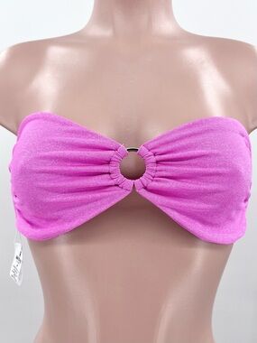 NWT Bain de Mer St. Tropez Pink Sparkly French Luxury Bandeau Bikini Top Size M